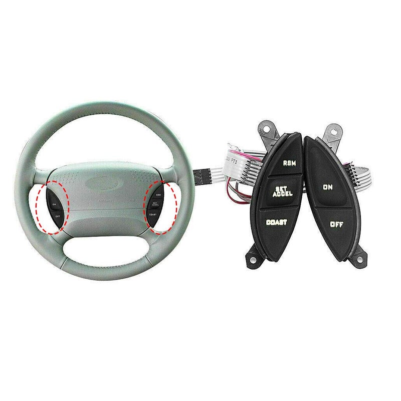 HUSUKU Steering Wheel Mounted Cruise Control Switch Buttons Kit Replacement Fit for 1998-2003 Ford Ranger 2001-2005 Ford Explorer Sport Trac F150 Mercury Mountaineer B3000 F87Z9C888BB (Black) - Image 2
